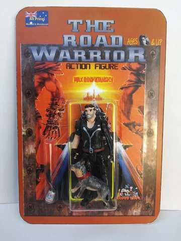 custom action figures 3.75 The Road Warrior Vintage Style Art Display. Mad Max 2 Cover