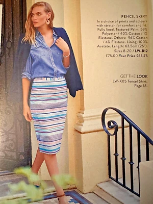 Pure Collection Multi Tile Print Cotton Elastane Pencil Skirt UK 10 NEW RRP £75 - Image 1 of 4