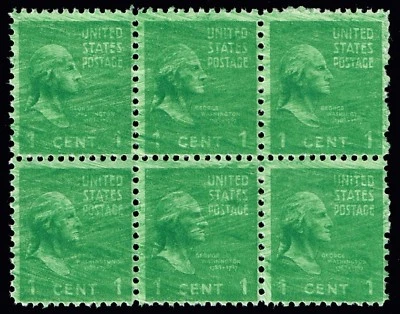 US Sc# 804 *MINT OG NH* { HEAVY OVERINKING SMEAR ERROR / EFO } SCARCE BLOCK OF 6 - Image 1 of 2