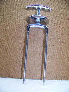 Vintage Zombie Killer ~ T-Handled Chome with Stainless Tines ~ Roasted Meat Fork - Picture 1 of 5