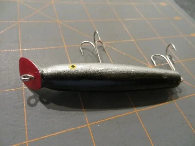 Vintage Wooden Topwater Minnow - Silver & Black - 3 1/4 inch - Image 1 of 4