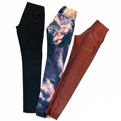 Onzie Zella Womens XS Lot of 3 Leggings Printed Solid Black - Image 1 of 4