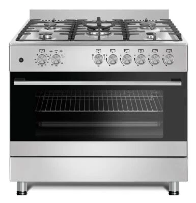 Gasline Gas Standherd 90cm GAG90GOINX Edelstahl Matt mit Gasbackofen LPG/ERDGAS