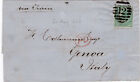 1862 QV FINE  1/- DEEP GREEN STAMP ON LONDON WRAPPER TO GENOA ITALY VIA TURIN