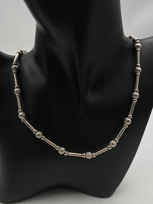 COLLAR CADENA BOLA/BARRA PLATA ESTERLINA 925 MILOR ITALIA 17" 6 mm ancho 20,5g Foto 1 de 4