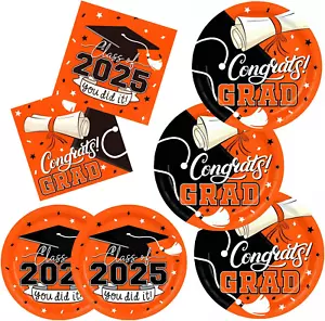 2025 Graduation Party Supplies Kit: Orange -Themed Congrats Grad Decorations wit - Picture 1 of 12