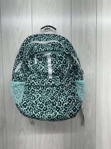 Lands End Backpack Teal Cheetah Print Girls School Bag 3 pocket - Picture 1 of 5