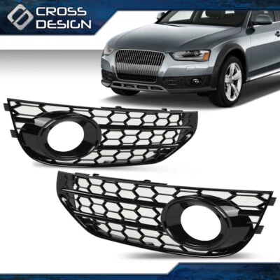 Cubierta de parrilla de luz antiniebla para parachoques delantero negro brillante apta para Audi A4 B8 ALLROAD 09-15 Foto 1 de 4