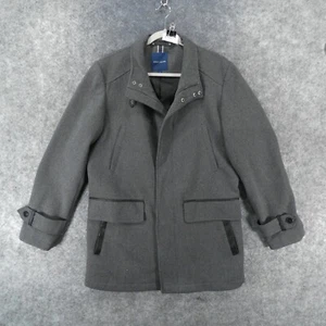 Cole Haan Jacket Mens Medium Gray Full Zip Wool Blend Topper Car Coat - Picture 1 of 15