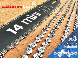 14"[35cm] Panther Mini Kit Husqvarna T525 Bar x3 Chains [1/4 Sprocket Version] G - Picture 1 of 1