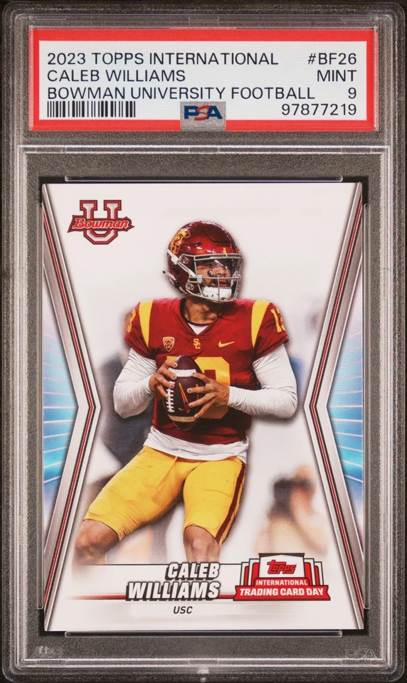 2023 BOWMAN U #BF26 CALEB WILLIAMS PSA 9 ROOKIE INTL TRADING CARD DAY POP 5 RC - Image 1 of 2