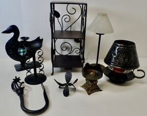 lot metal decor country style farmhouse tin candle holders table top shelf hook