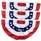 3 Pack USA Pleated Fan Flag, 1.5 X 3 Feet American US Bunting 3 Pack 1.5x3 Feet
