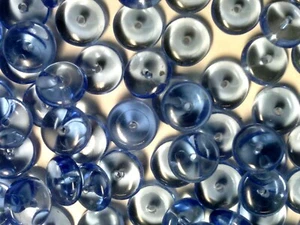 VTG 50 LIGHT SAPPHIRE BLUE TRANSPARENT 8mm GLASS RONDELLE BEADS #091821g - Picture 1 of 2
