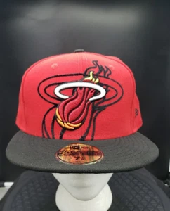 Miami Heat New Era Hat 59Fifty Fitted Cap Size 7 7/8 Embroidered & Flocked Logo - Picture 1 of 10