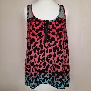 H&M Blouse Size 6 Leopard Print Pink Blue Black Lilac Sleeveless Zip EU34 Ladies - Picture 1 of 12