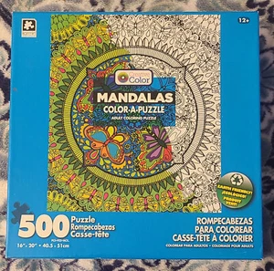 Creative Color Mandalas Color-A-Puzzle 500 Piece Jigsaw Puzzle #KI8676-6 New - Picture 1 of 9