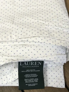 Ralph Lauren Queen Flat Sheet Tiny Stars 100% Cotton Percale White 92x100” NWOT - Picture 1 of 6