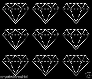 9x 75mm Diamond Outline iron on Rhinestone Transfer crystal hotfix applique - Picture 1 of 11