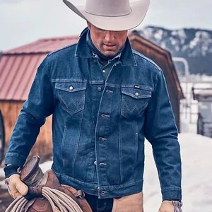 NWOT Wrangler Men Blue 100% Cotton Authentic Cowboy Western Denim Jacket, XL - Picture 1 of 5