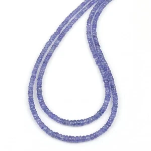 Earth Mined Tanzanite 3-5MM Faceted Gemstone Beads 18" 2 Strand Layered Necklace - Picture 1 of 7