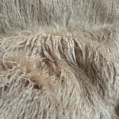 Webpelz Langhaar Kunstfell Zottel Fell Stoff Beige Deko Teppich Bekleidung - Bild 1 von 4