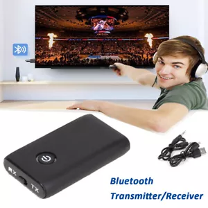 Bluetooth 5.0 Transmitter Receiver 2-in-1 Wireless 3.5mm Adapter For TV/Car - Picture 1 of 11