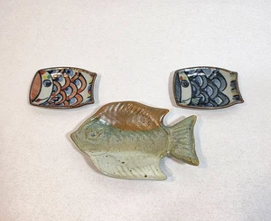 Japanese Sauce Dishes Lot of 3 – Soy / Sushi Dipping Bowls Fish - Picture 1 of 9