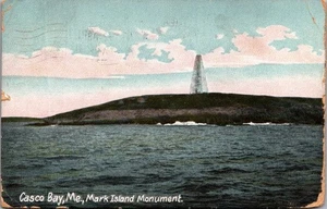 MARK ISLAND MONUMENT Casco Bay, Maine ME c1913 Postcard - Picture 1 of 2