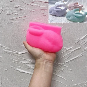 Portavelas de yeso conejo molde de silicona conejito de Pascua recipiente de cera molde para manualidades - Imagen 1 de 11