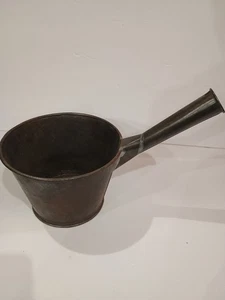 Antique Primitive Tin Pot Cooking Thick Handle Water Ice Grain Soldered Tin - Picture 1 of 9