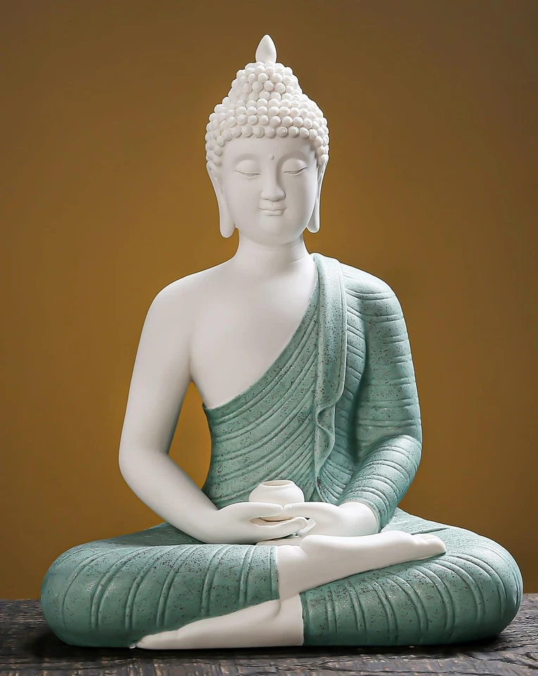 12-дюймовая зеленая статуя Будды для домашнего декора, керамическая медитация Будда декор... - Изображение 1 из 4