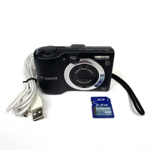 Canon PowerShot A1400 HD Camera 16.0MP Digicam Bundle Ghost Black - TESTED Works - Picture 1 of 12