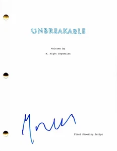 M. M NIGHT SHYAMALAN SIGNED AUTOGRAPH - UNBREAKABLE MOVIE SCRIPT - BRUCE WILLIS - Picture 1 of 2