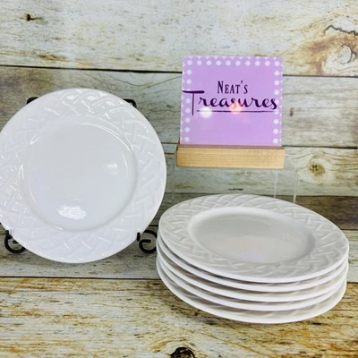 Juego de 6 platos laterales de pan Oneida PICNIC blanco tejido cesta gres 6" Foto 1 de 4