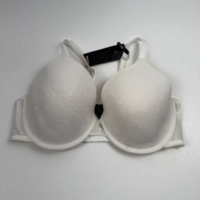 Sujetador Camiseta DKNY Monograma Malla Cobertura Completa Con Aros Acolchado Blanco 36D Nuevo con Etiquetas Foto 1 de 4