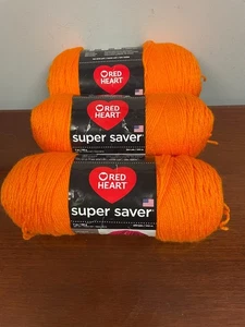 Red Heart Super Saver Yarn 3 Pack Pumpkin #7364 3 Count - Picture 1 of 2