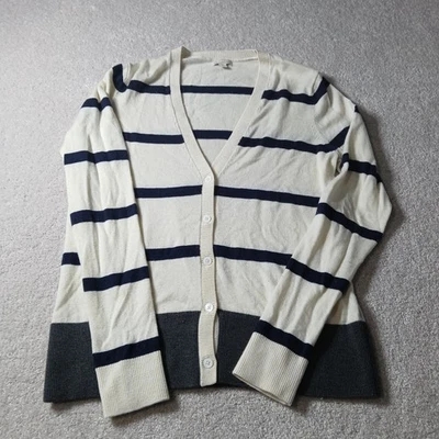 Gap Mujer Cárdigan Botón Suéter Lana Rayas Cuello en V Talla Mediana  Foto 1 de 4