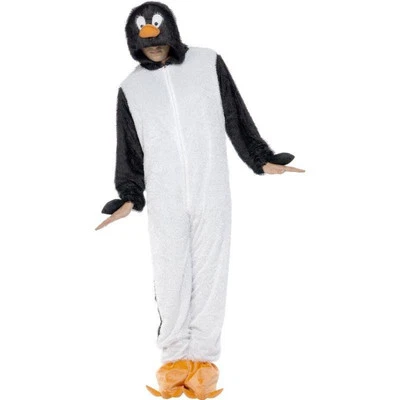 Smiffys Penguin Jumpsuit with Hood Adult Fancy Dress Costume - Image 1 of 4