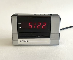 Vintage 1980s - Cosmo LED Digital Desk Clock - Faux Wood Retro 3" x 5" - Picture 1 of 5