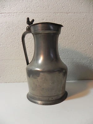 ETAIN ANCIEN GRAND PICHET COUVERT poucier glands XVIIIe XIXe - Photo 1/4