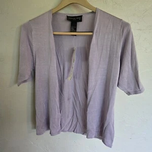August Seide 100 % Strickjacke Damen Größe L Periwinkle Flieder Whimsi Goth Fee Neu mit Etikett - Bild 1 von 9