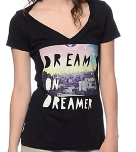 GLMR KLLS Original Size Small Black V-neck Dream On Dreamer Graphic T-shirt - Picture 1 of 7