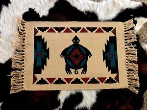 Corredor de mesa Southwestern TurtlePlacemat tejido algodón lona negro marrón azulada - Imagen 1 de 2