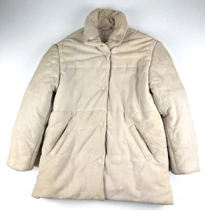 Women’s Free People Beige Suede Puffer Coat Size Small - Picture 1 of 5