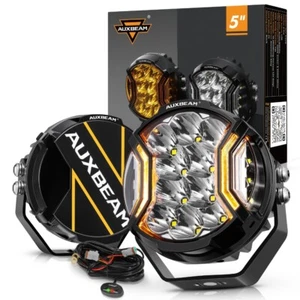 Auxbeam 172W 5" LED Spot Side Shooter light&Amber DRL Offroad Light+Case+Harness - Picture 1 of 12
