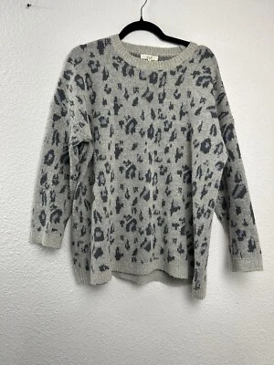 Suéter Easel Anthropologie Talla S Estampado Leopardo Gran Tamaño Acogedor Gris Gris Foto 1 de 4