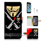 ( For Iphone 7 ) Wallet Case Cover P0067 V Vendetta Mask