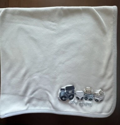 Gymboree De Colección 2006 Choo Choo Tren Oso de Peluche Caballo Poni Manta de Algodón Azul Foto 1 de 4