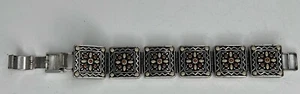 Brighton Square bracelet silver brown white flower like design - Picture 1 of 5